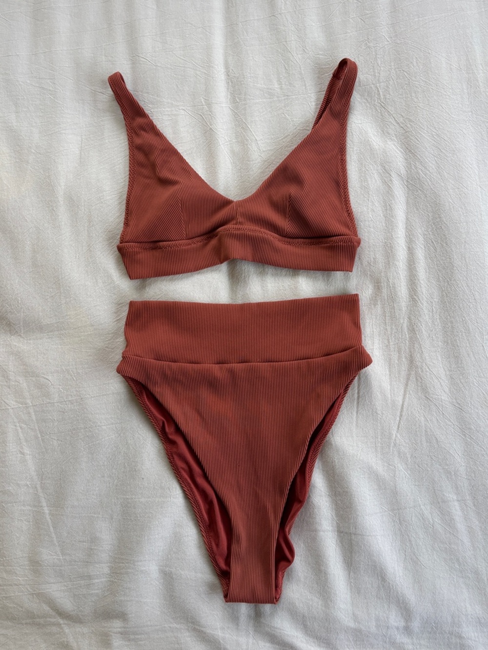 Aerie Ribbed Rust Bikini set